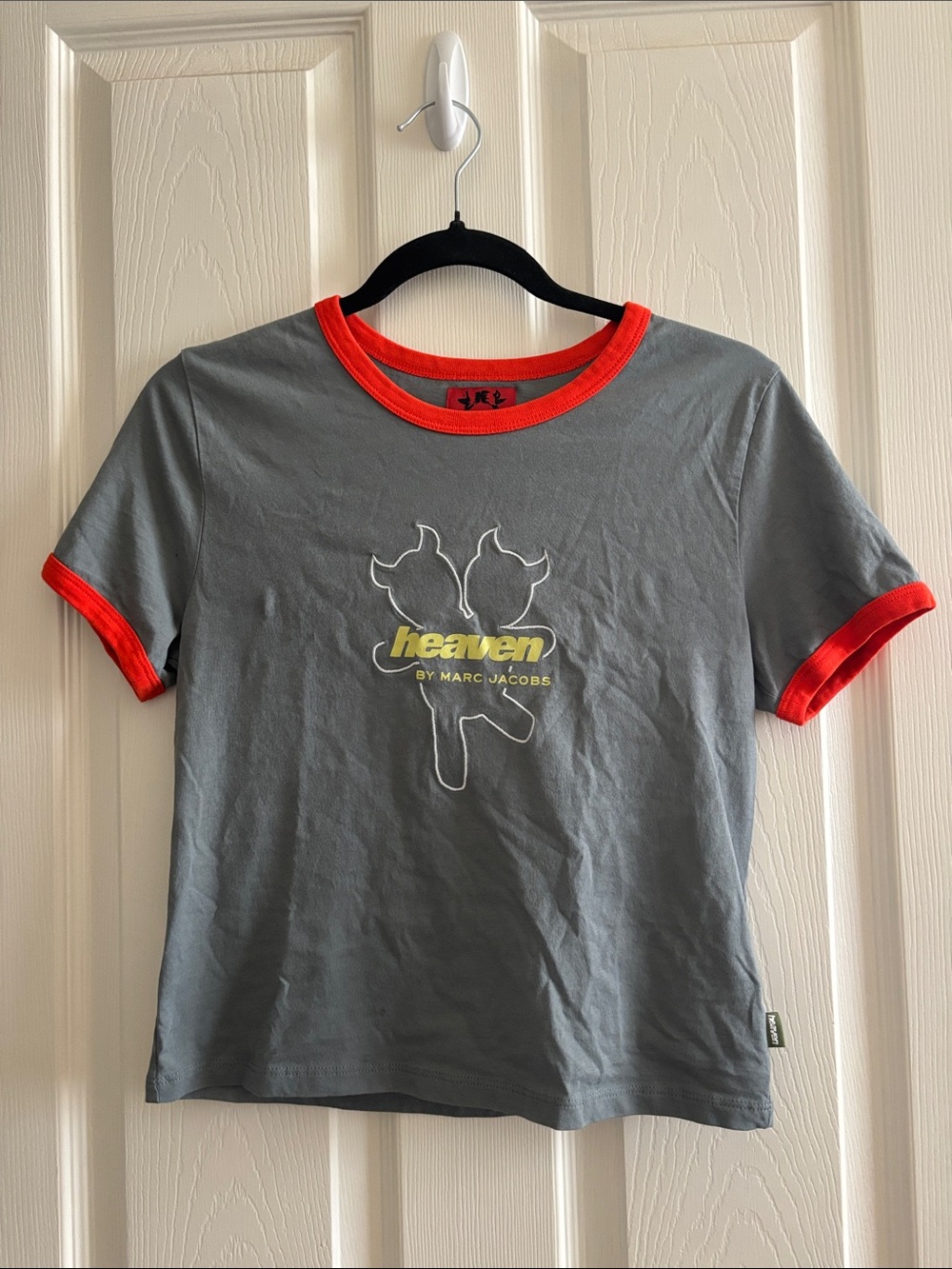 Marc Jacobs Kids Gray Tee with Red Trim and Yellow Logo